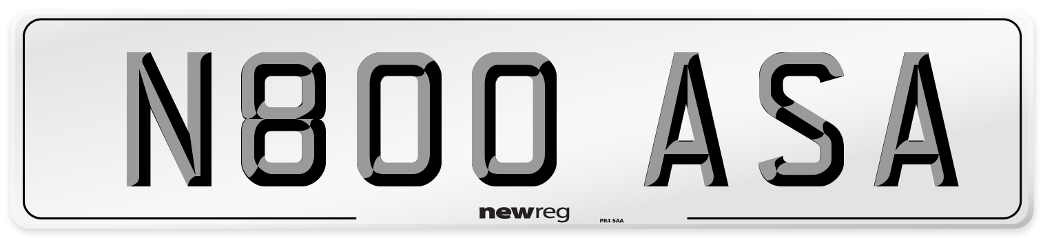 N800 ASA Number Plate from New Reg